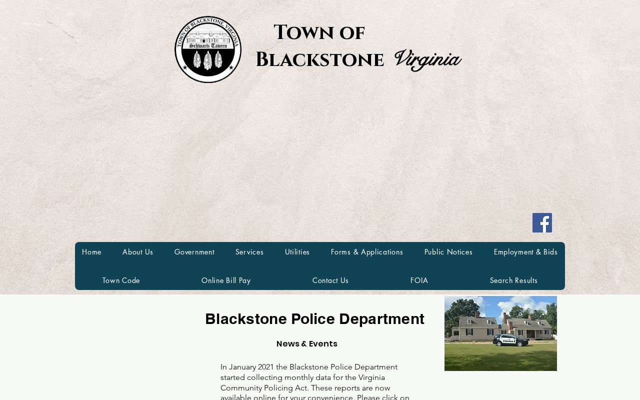 Nottoway County Blackstone Police Department arrest-record contact page