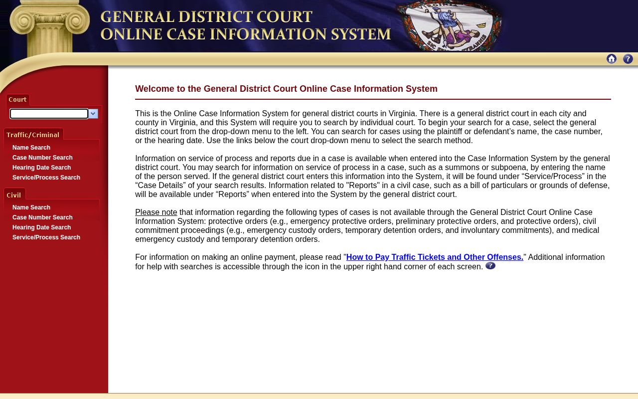 Nottoway County General District Court case information search